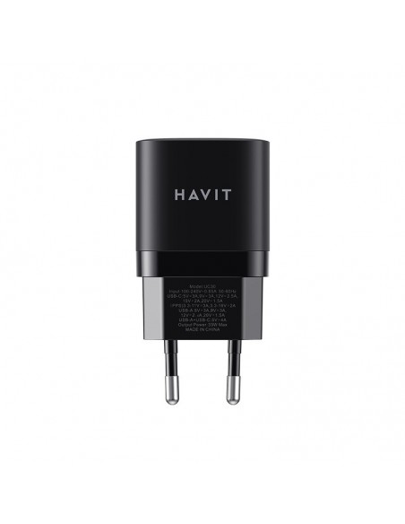 Tete de Chargeur HAVIT Charge rapide HV-UC30 Double USB / USB Type-C et USB Type-A(HV-UC30) Tete de Chargeur HAVIT Charge rapide HV-UC30 Double USB / USB Type-C et USB Type-A(HV-UC30)