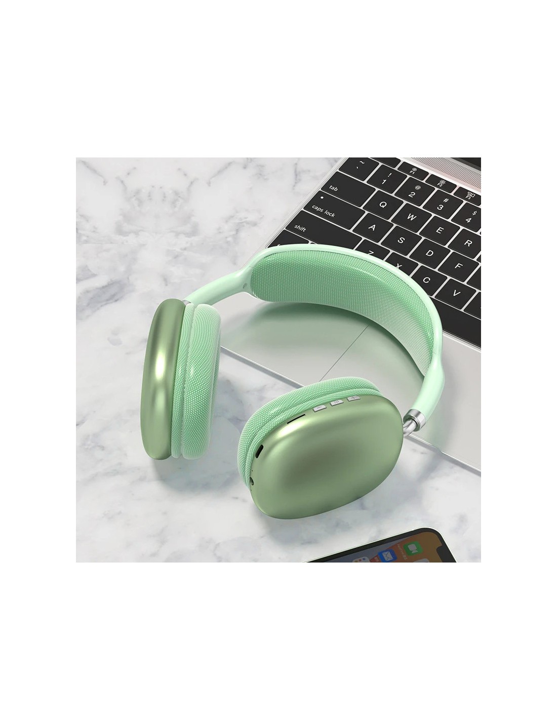Casque Sans Fil P9-Vert rechargeable avec port USB