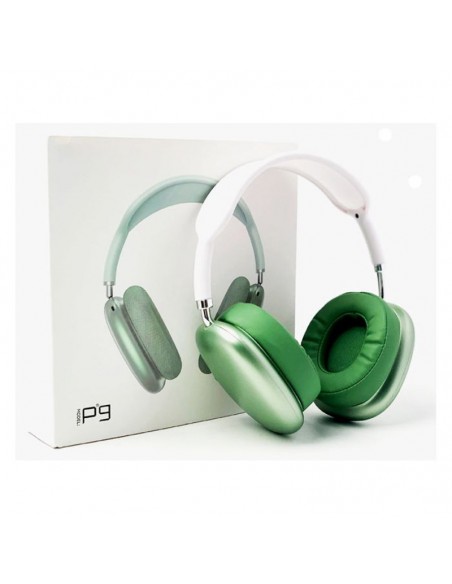 Casque sans fil rechargeable P9 couleur verte pliable Casque sans fil rechargeable P9 couleur verte pliable
