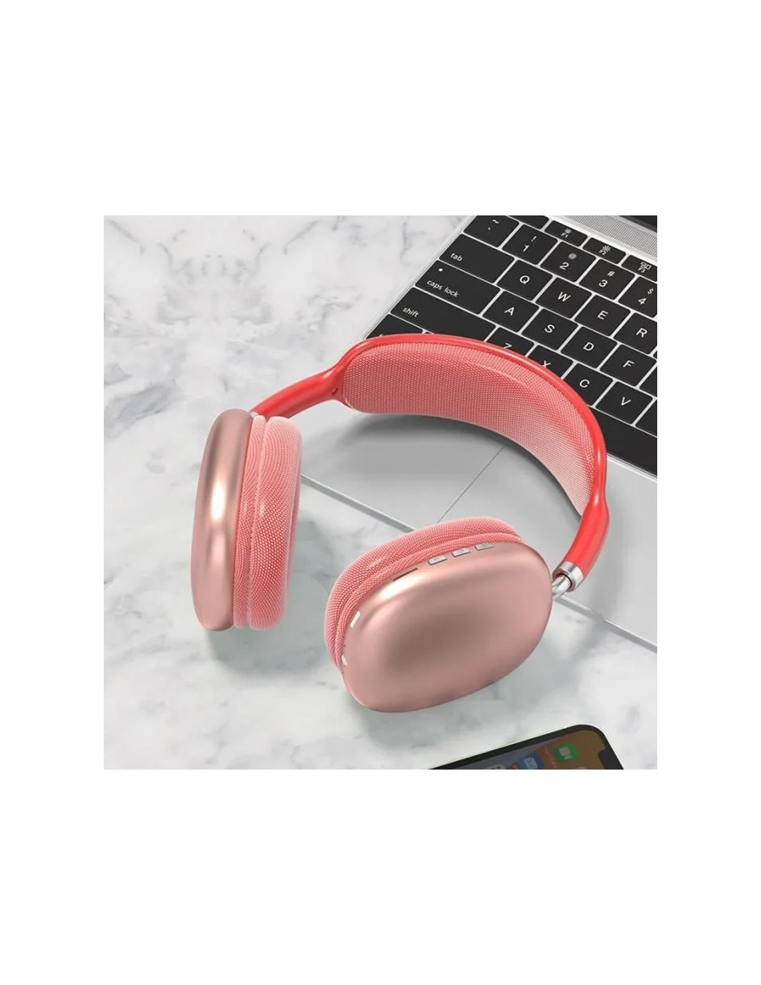 Casque Sans Fil P9-PROMAX-Rouge détails des connexions audio