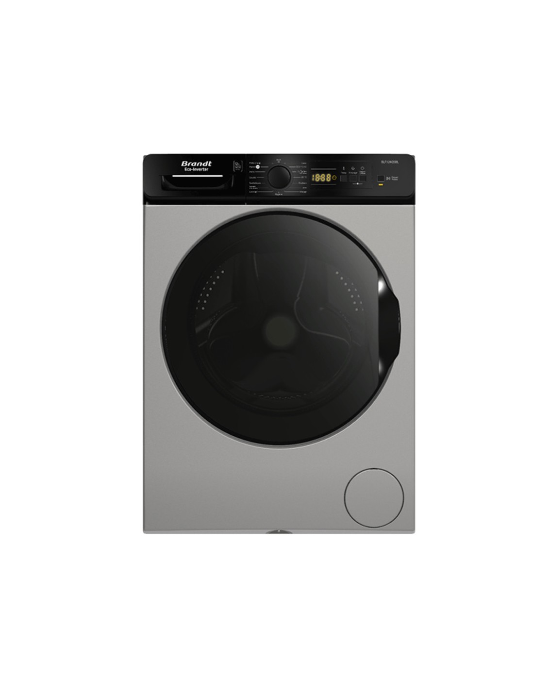 Machine à laver Brandt BLF124QSBL vue frontale Silver