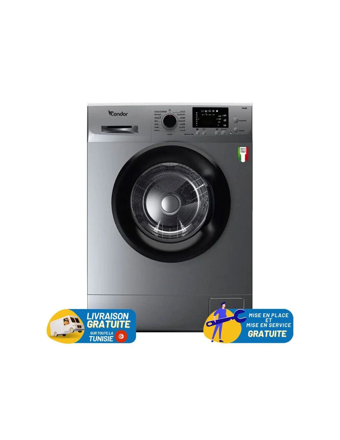 Lave linge Condor CON-F610LS 6 Kg Silver vue avant