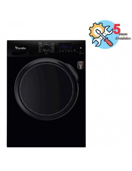 Machine à laver Frontale Condor 9 Kg 1200 trs / Noir F912IB Machine à laver Frontale Condor 9 Kg 1200 trs / Noir F912IB