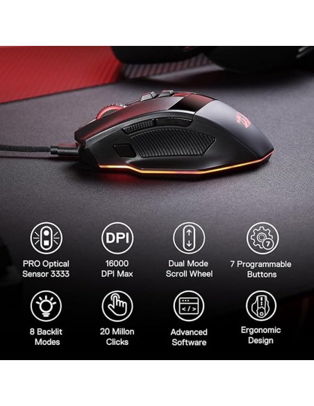 Souris Gamer Redragon Rind M813 RGB Noir
