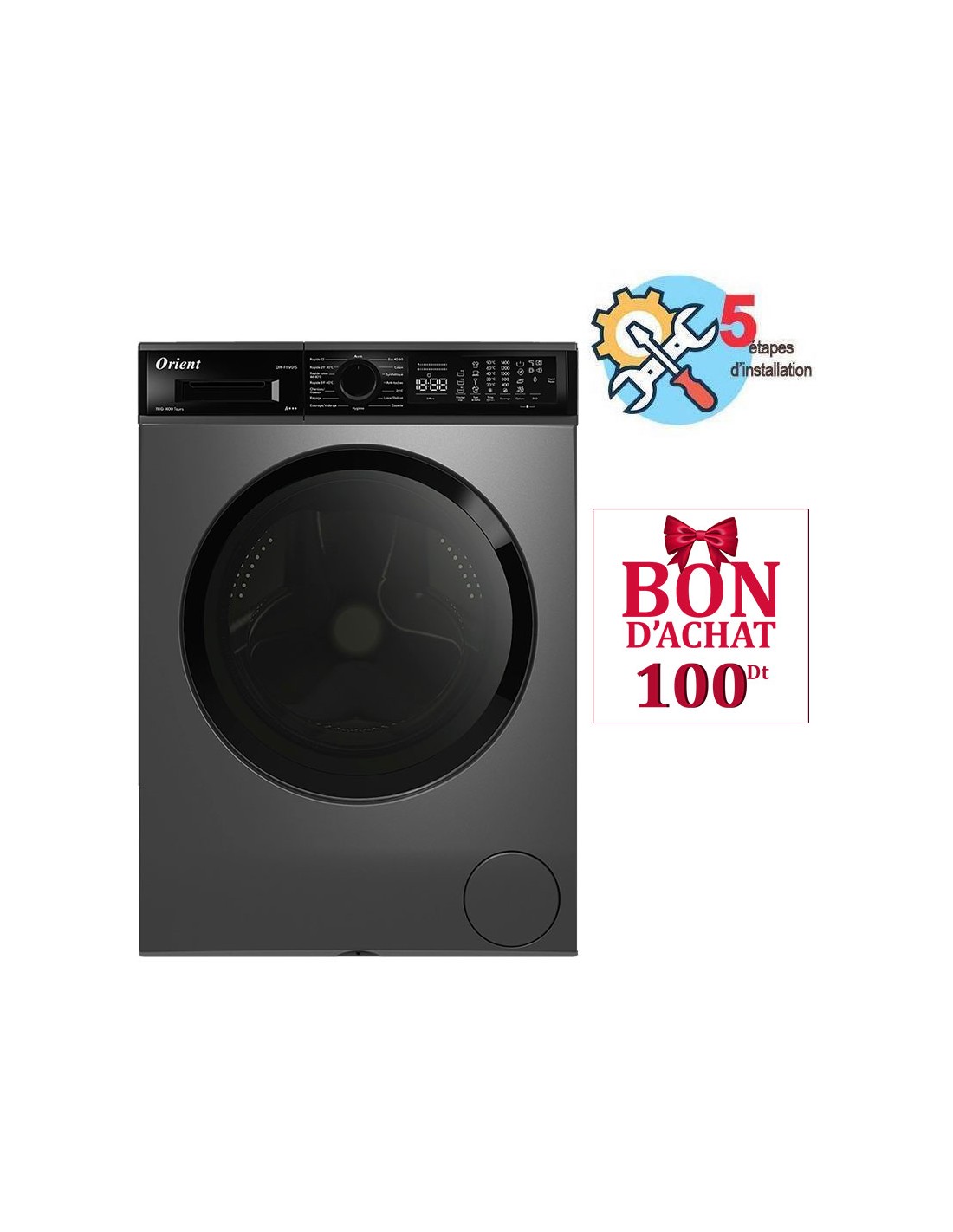 Lave-linge Orient OW-F11V01S 11Kg Silver vue de face