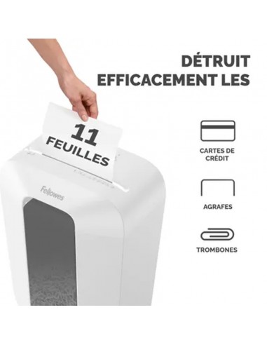 Destructeur papier Fellowes LX70 coupe croisée 4x40 mm