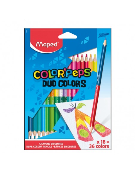 Pack de 18 Crayons MAPED couleurs Duo (829601)