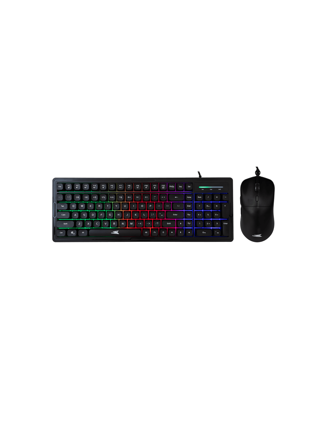 Clavier Souris Gamer Baracuda Orca BGC Noir avec éclairage LED arc-en-ciel