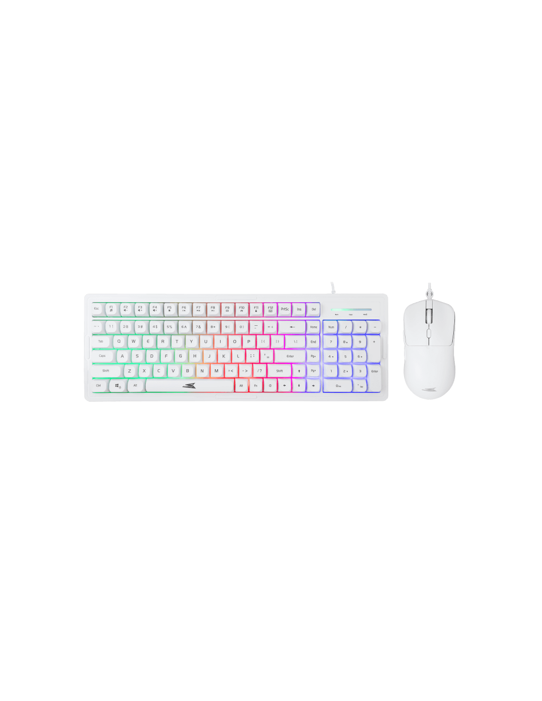Clavier Souris Gamer Baracuda Orca BGC Blanc clavier filaire QWERTY 101 touches
