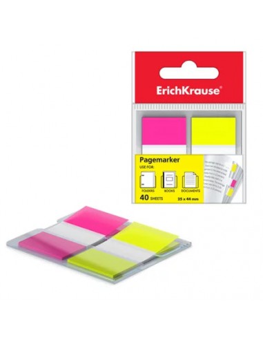 Stick-Note ErichKrause® Neon, 25x44 mm, 40 feuilles, 2 couleurs : jaune, rose (31181)