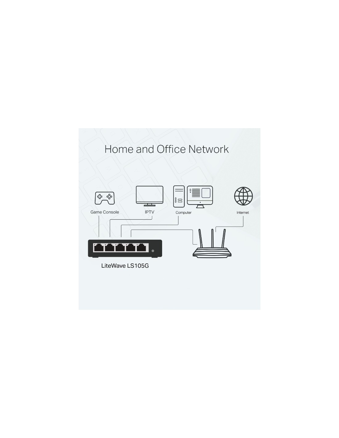 Switch 5 ports avec ports 10/100/1000 Mbps et Auto-MDI/MDIX