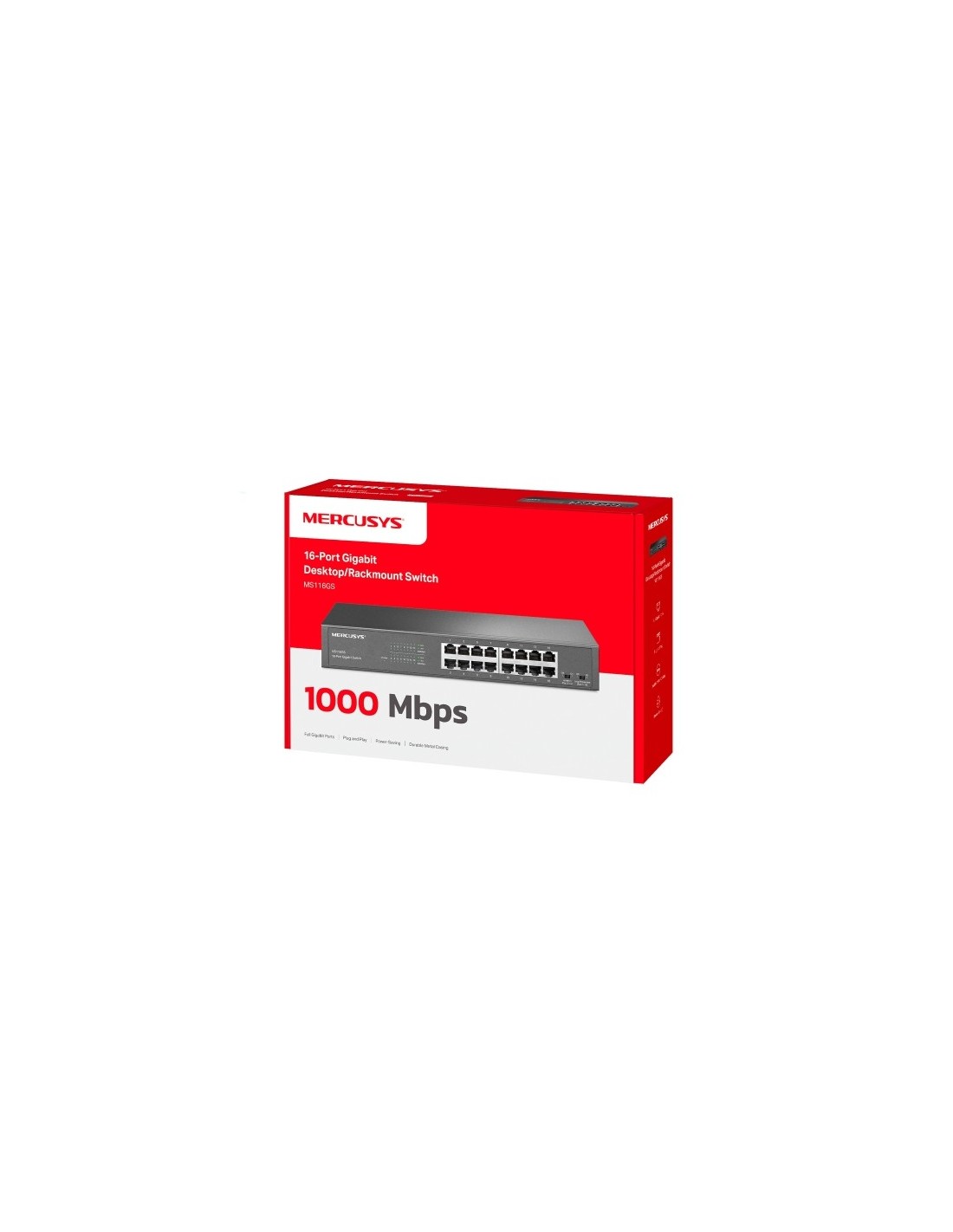 Switch 16 ports Gigabit MERCUSYS MS116GS monté en rack