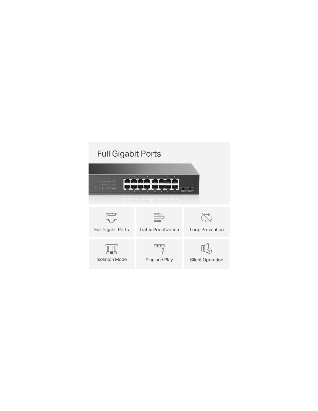 Indicateurs LED du Switch 16 ports Gigabit MERCUSYS MS116GS