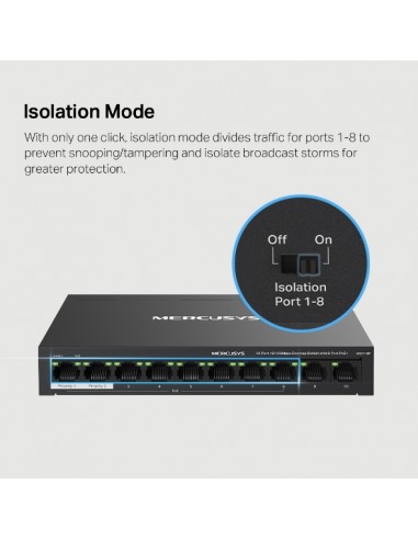 Switch 10 ports Mercusys de bureau 10/100 Mbps avec 8 ports PoE+(TL-MS110P) Switch 10 ports Mercusys de bureau 10/100 Mbps avec 8 ports PoE+(TL-MS110P)
