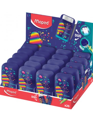 Taille-crayon Gomme Maped pixel party, présentoir de 20 (49223) en Tunisie