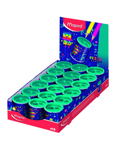 Maped Taille-crayon Pixel Party 2 trous présentoir 18 pièces(44123) Maped Taille-crayon Pixel Party 2 trous présentoir 18 pièces(44123)