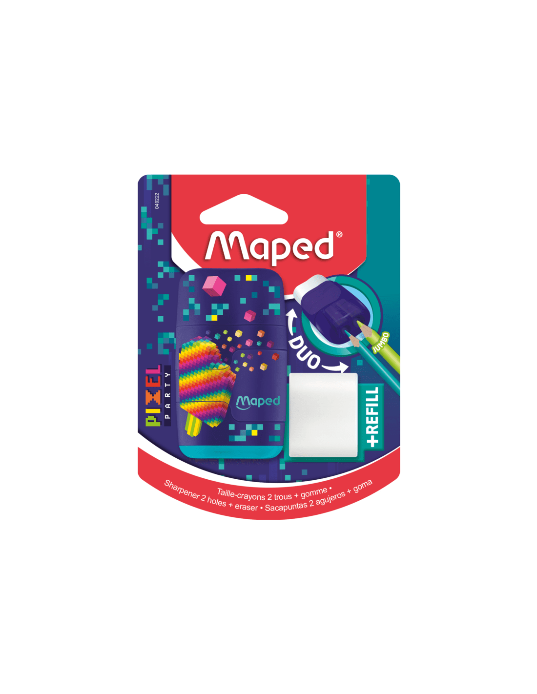 Taille-crayons Gomme Maped Connect Pixel Party avec gomme sans PVC