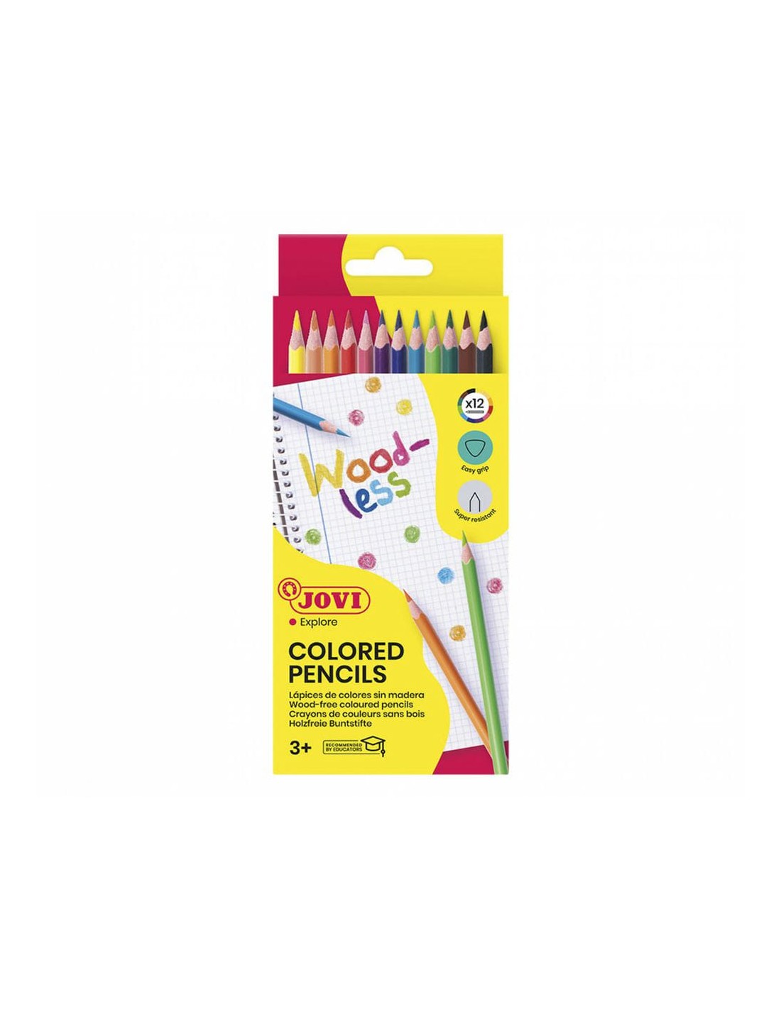 Boîte de 12 crayons de couleur Jovi multicolore ergonomiques
