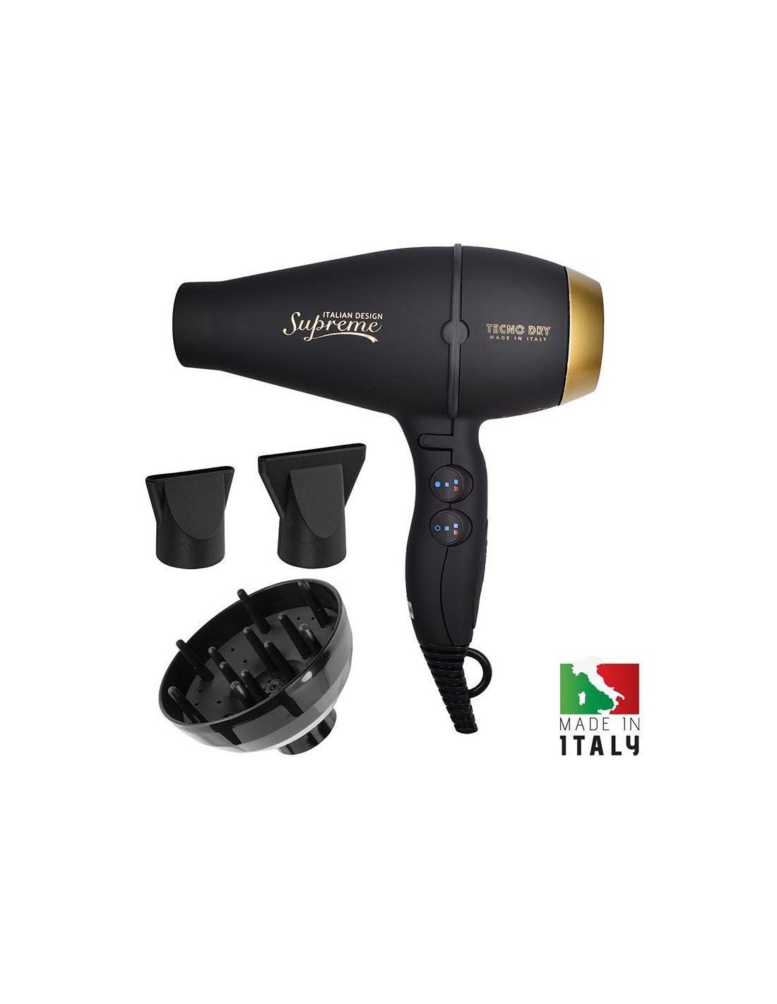 Sèche-cheveux TECNO DRY Supreme Elegant 2650 W Sèche-cheveux professionnel TECNO DRY Supreme Elegant noir 2650 W