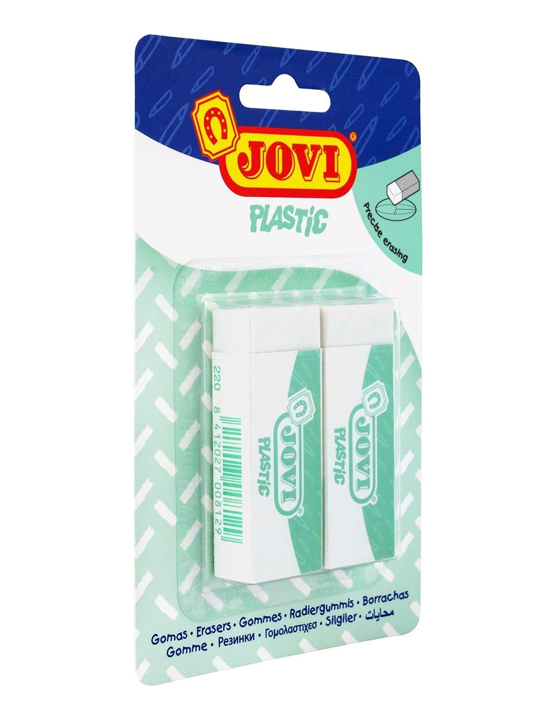 Gommes multicolor Jovi 220B Blister en caoutchouc