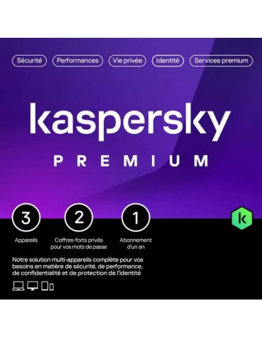 Kaspersky Antivirus Premium affichage tableau de bord sécurité avancée