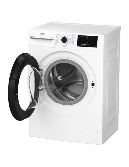 Vue de côté du lave linge frontal BEKO silencieux et compact