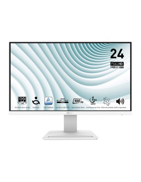 Moniteur MSI PRO MP243XW blanc élégant avec support réglable Moniteur MSI PRO MP243XW blanc élégant avec support réglable