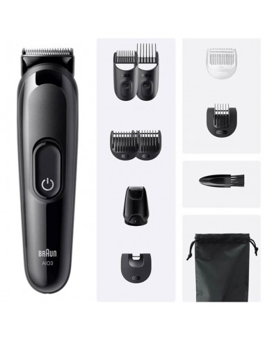 Tondeuse électrique Braun noire avec accessoires pour barbe et moustache