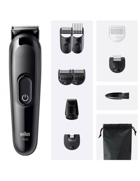 Tondeuse électrique Braun noire avec accessoires pour barbe et moustache