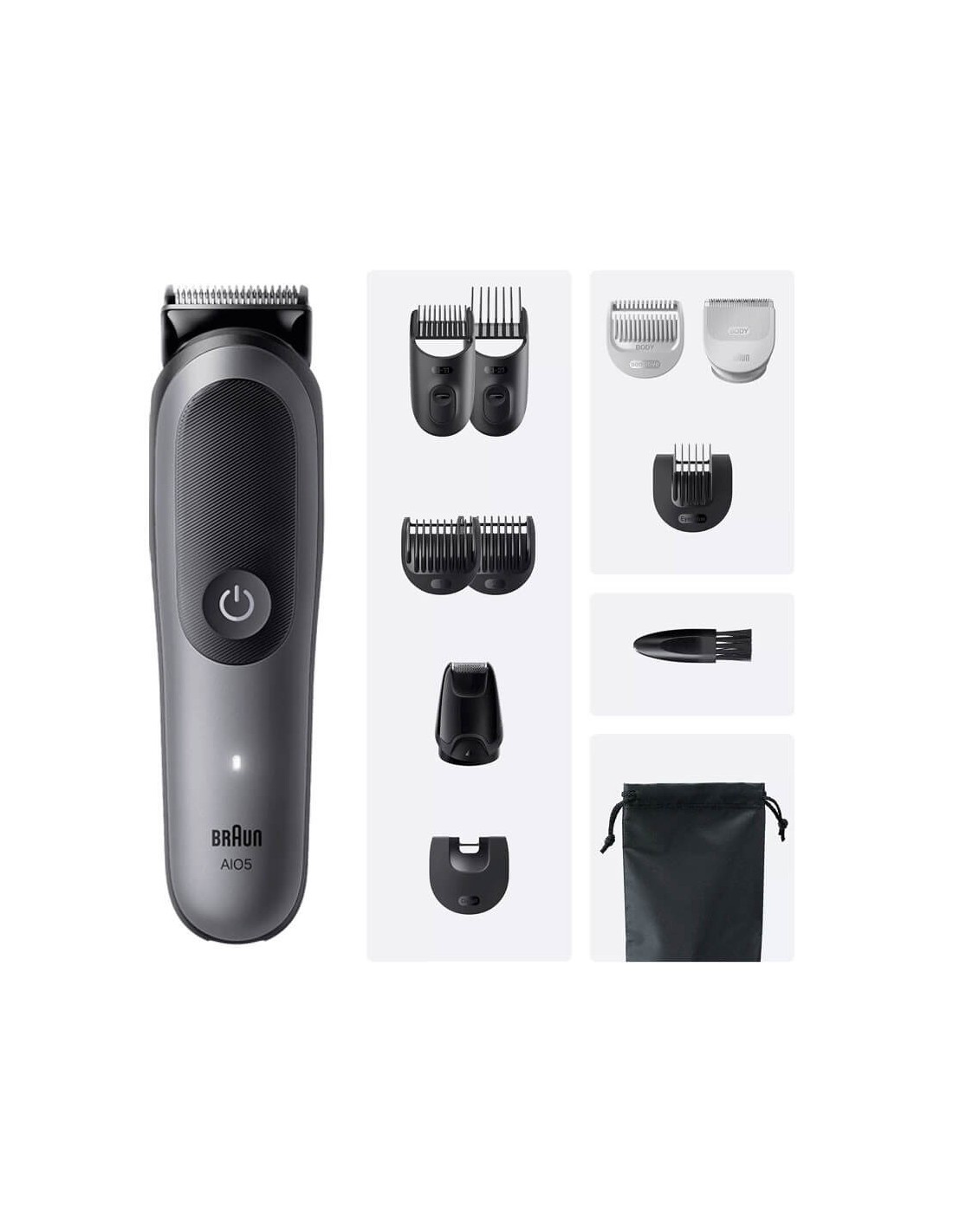 Tondeuse Multifonction 11En1 Braun avec accessoires complets gris