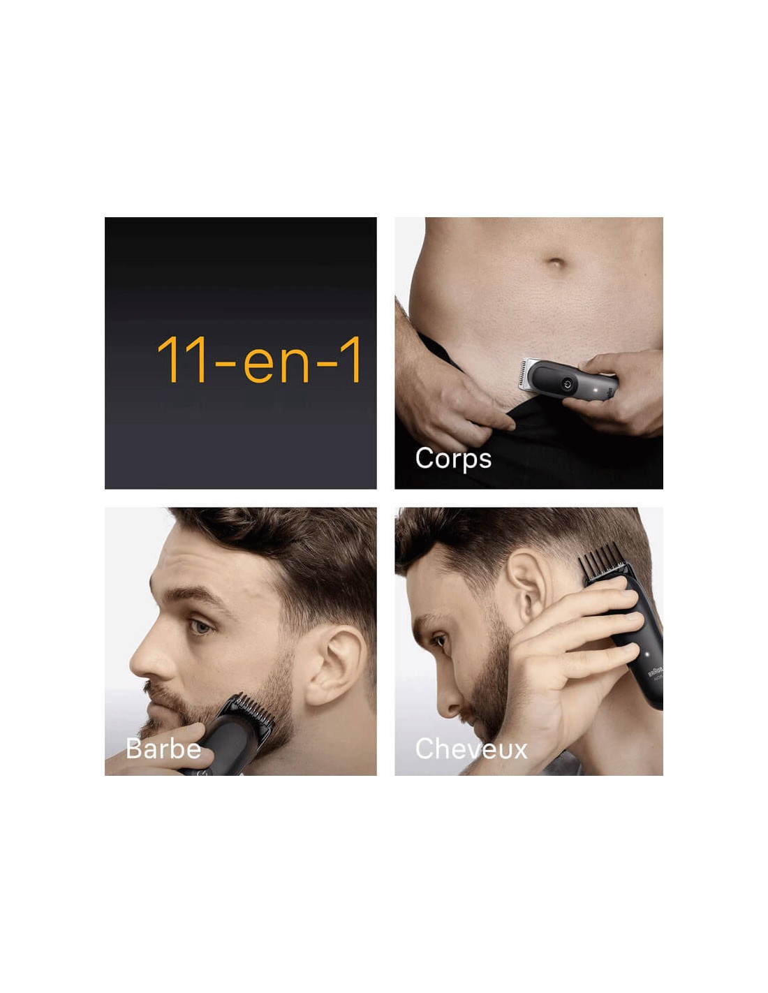 Kit tondeuse Braun 11en1 pour barbe cheveux et corps