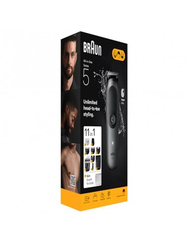 Tondeuse Braun AIO5560 avec mini-rasoir et sabot pour cheveux