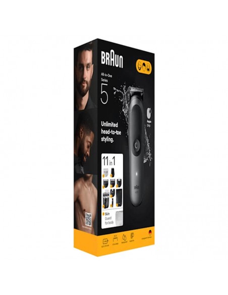 Tondeuse Braun AIO5560 avec mini-rasoir et sabot pour cheveux