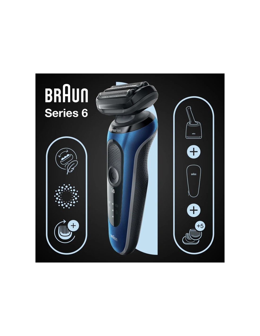 Rasoir Electrique Braun Series 6 Wet & Dry ergonomique et rechargeable