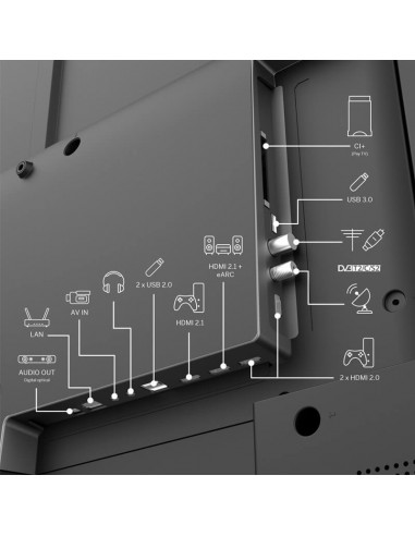 Tv Thomson 65" 65UG4S14 ports HDMI et USB connectiques