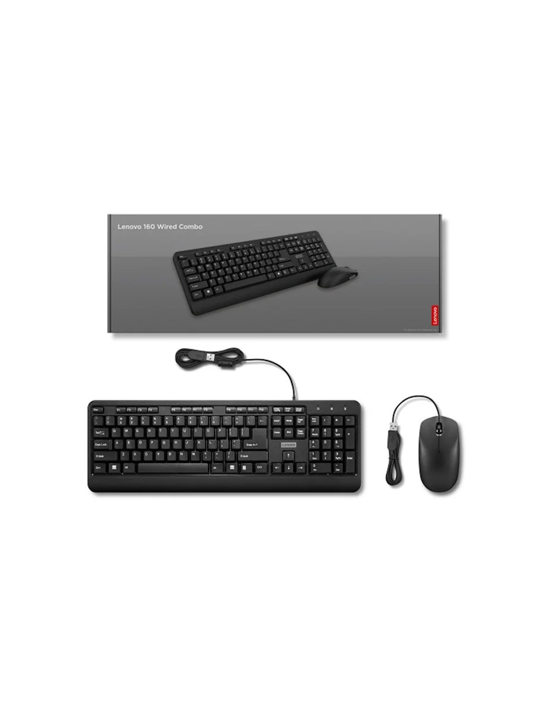 Combo clavier souris lenovo usb ergonomique pour ordinateur