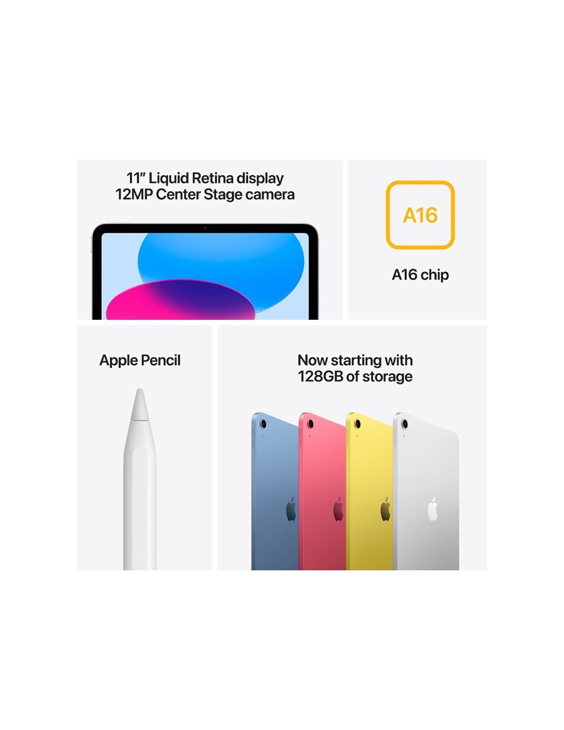 iPad 11 pouces Apple rose A16 Bionic écran haute résolution