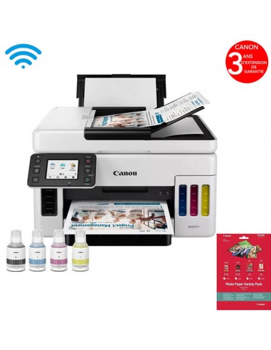 Papier chargé dans cassette et bac arrière de l'imprimante Canon GX6040 Papier chargé dans cassette et bac arrière de l'imprimante Canon GX6040