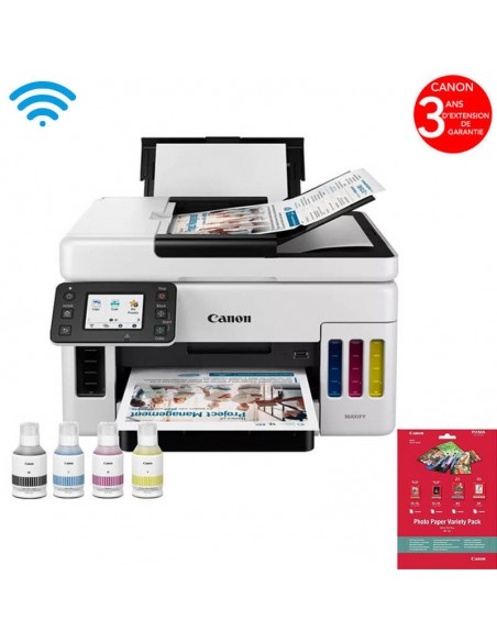 Papier chargé dans cassette et bac arrière de l'imprimante Canon GX6040 Papier chargé dans cassette et bac arrière de l'imprimante Canon GX6040