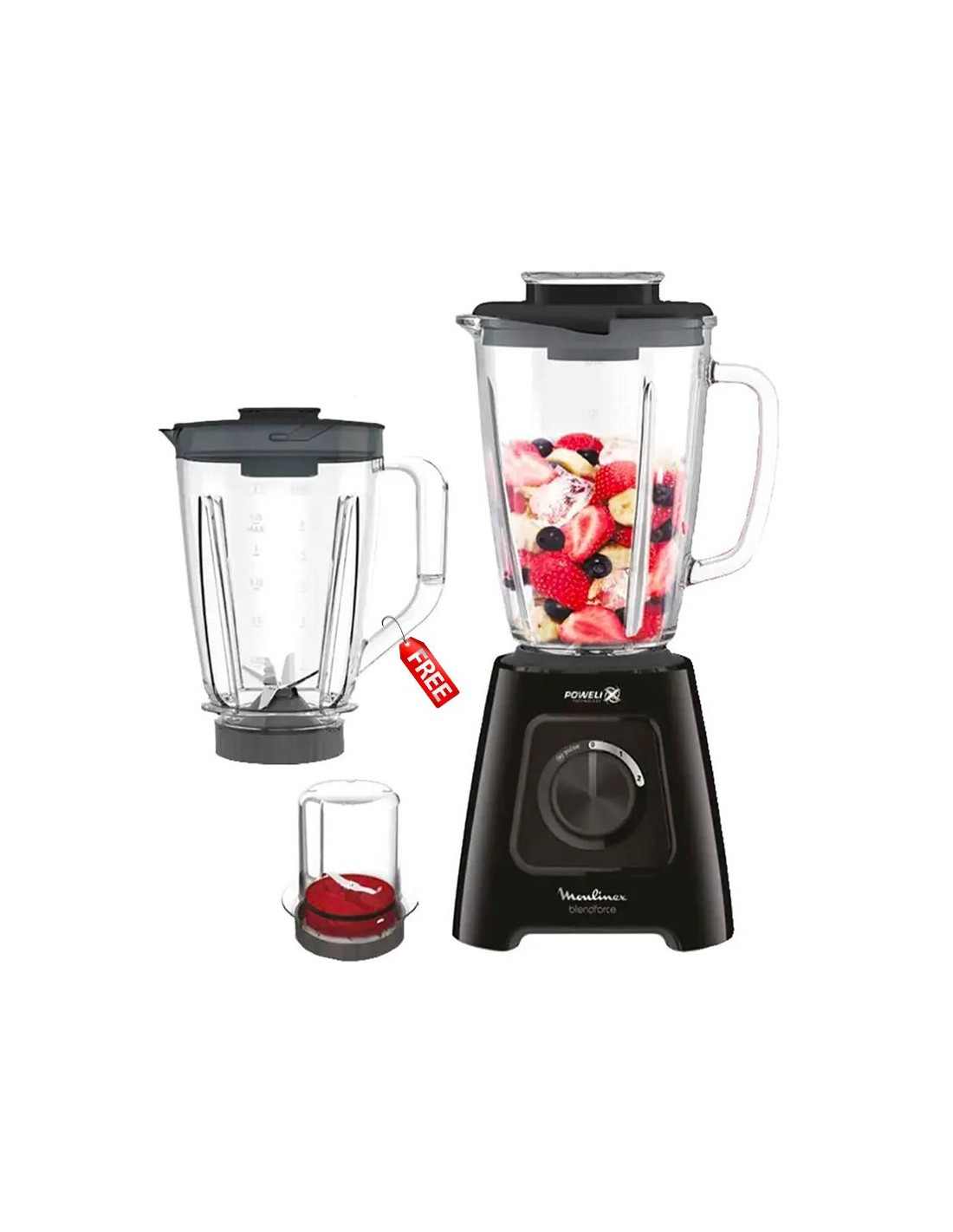 Blender MOULINEX LM42R810 600W noir avec bol en verre