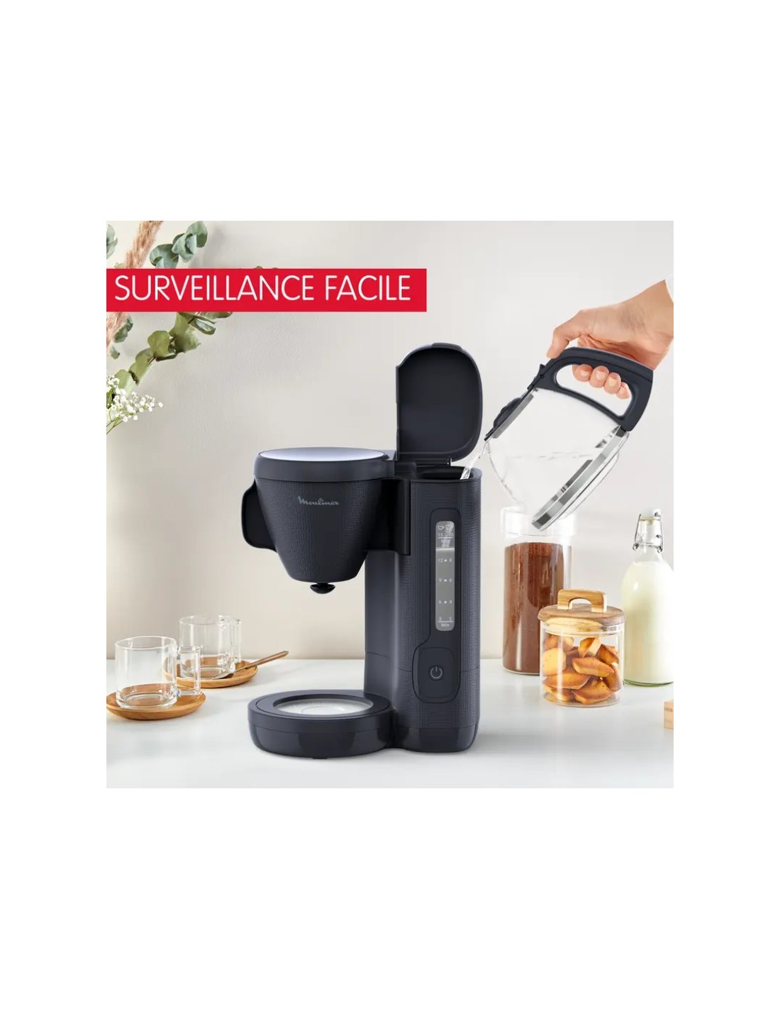 cafetière moulinex morning avec verseuse en verre grande capacité 1.25l