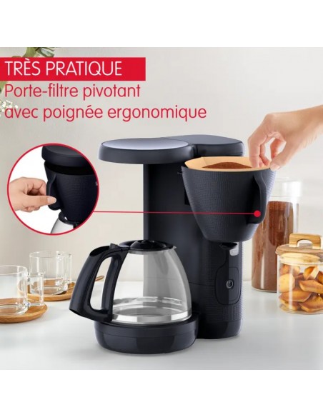 cafetière 1000w moulinex avec porte-filtre pivotant pratique