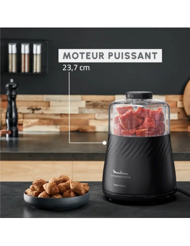 Mini Hachoir MOULINEX pieds antidérapants bol plastique sécurisé