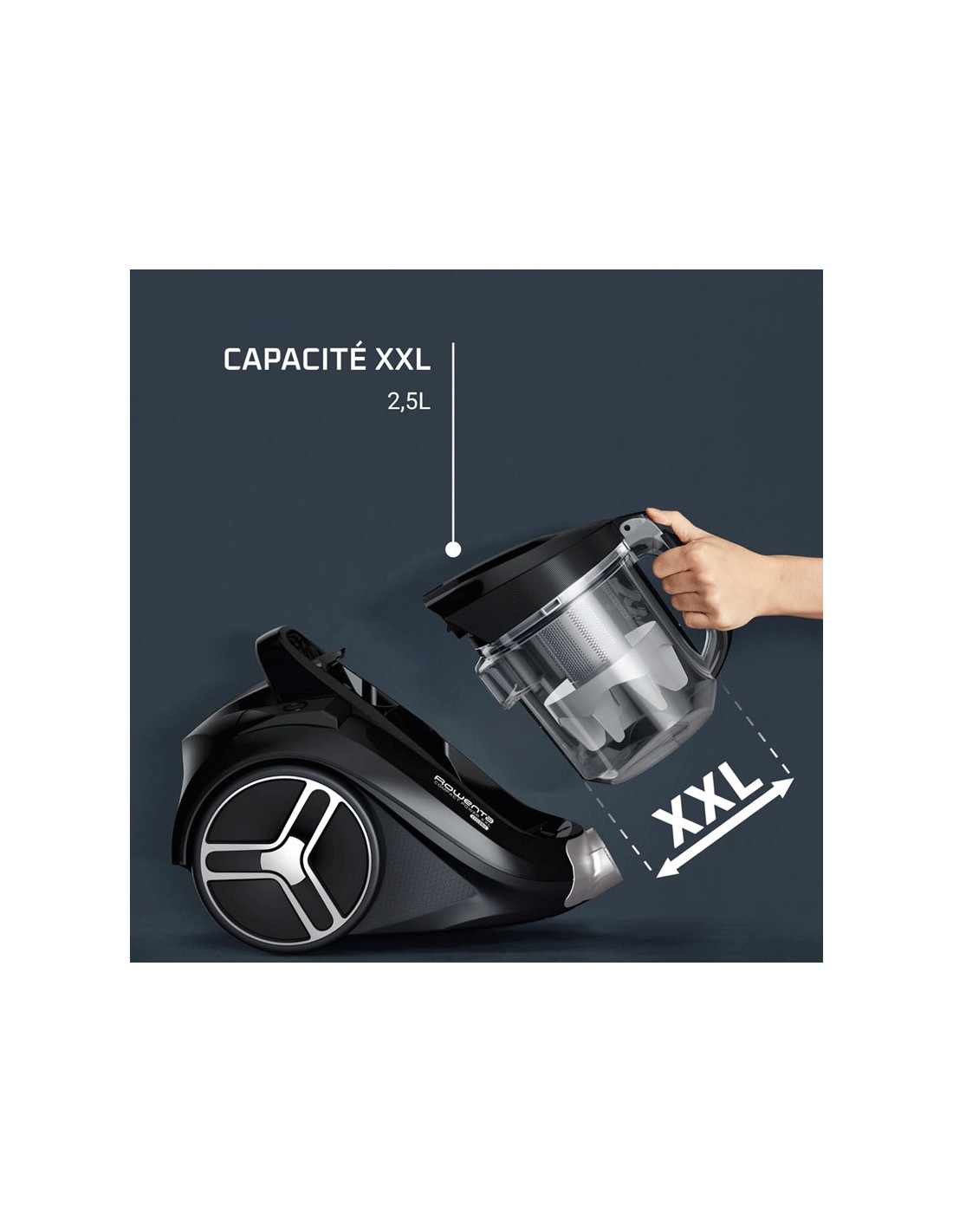 Aspirateur silencieux Rowenta Compact Power XXL noir élégant