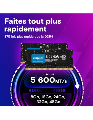 RAM laptop Crucial 8Go rapide et fiable pour multitâche