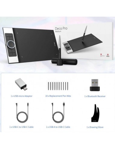 Tablette graphique portable XP-PEN Déco Pro medium avec touches raccourci Tablette graphique portable XP-PEN Déco Pro medium avec touches raccourci