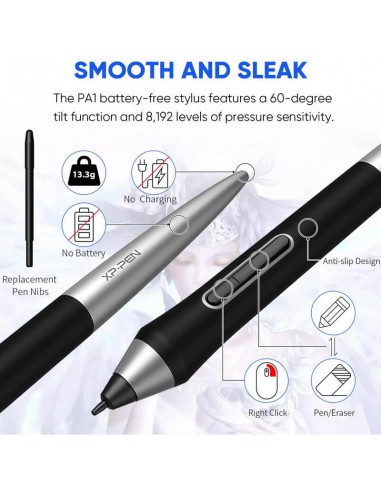 XP-PEN Pro MW noir dessin artistique fluide et ergonomique XP-PEN Pro MW noir dessin artistique fluide et ergonomique