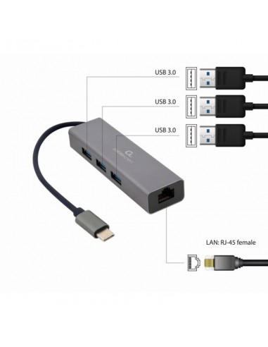 Convertisseur USB-C vers Ethernet GEMBIRD Gigabit