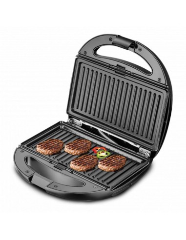 Cuiseur 800W inox pour panini, croque-monsieur et gaufres Cuiseur 800W inox pour panini, croque-monsieur et gaufres