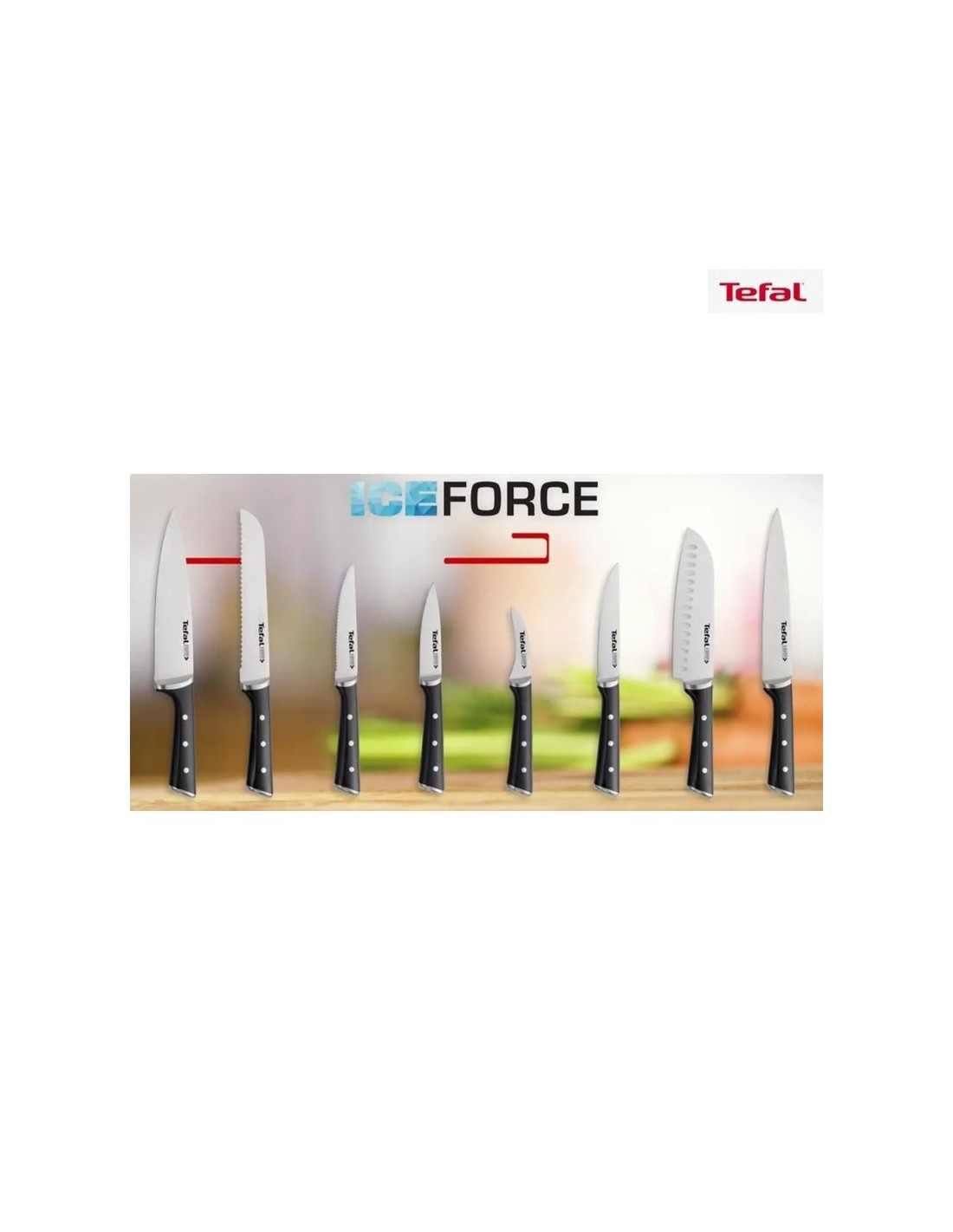 Couteau De Chef TEFAL Ice Force lame 20 cm acier inoxydable noir